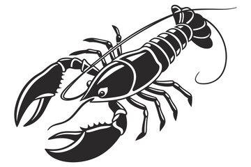 Stylized black and white lobster illustration