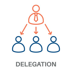 Delegation Outline Color Blue With Orange Concept Simple Style Design Vector
