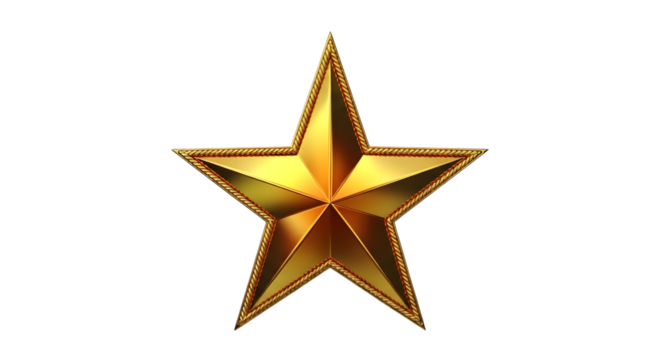 Golden star isolated on transparent background