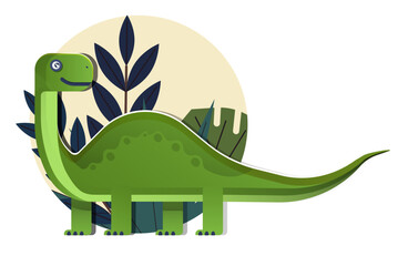 Apatosaurus dinosaur icon cute cartoon sketch colored flat