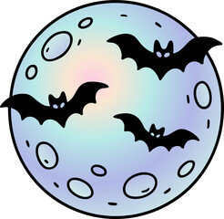 Holographic Full Moon with Bats Fying