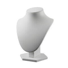 White jewelry display bust stand for necklaces and pendants isolated on transparent background