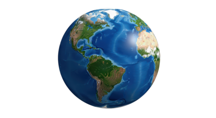 Isolated Planet Earth showing the American continents on a simulated globe with real features
