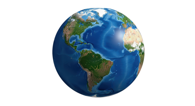 Isolated Planet Earth showing the American continents on a simulated globe with real features