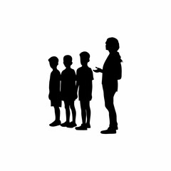 Classroom lesson silhouette on vaccination importance isolated on white background