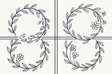 Four decorative floral wreaths arranged in a grid pattern
