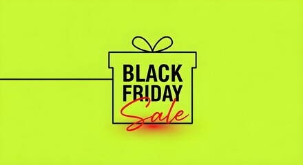Gift box on a green background with Black Friday sale