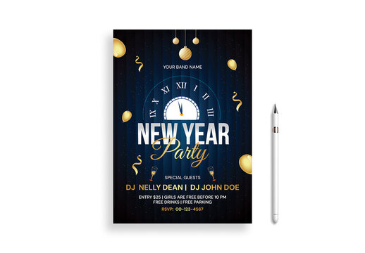 Elegant New Year Party Celebration Flyer Layout