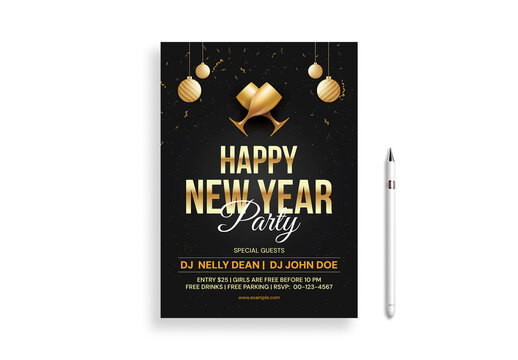 Elegant Happy New Year Party Flyer Layout