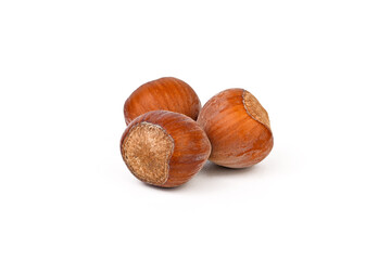 Three nuts are shown on a white background