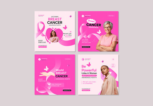 Modern and Colourful Breast Cancer Awareness Social Media Post