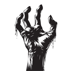 Black Zombie Hand Rising Silhouette Vector Illustration design, Solid White Background