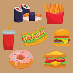 Fast Food isolated vector pack