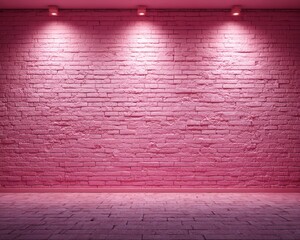 Pink brick wall with subtle lighting in modern interior