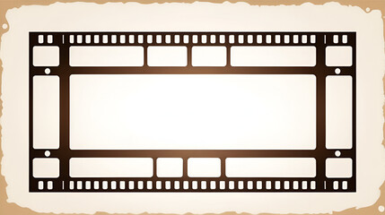 Old brown cinematic frame with transparent background. Antique filmstrip slide template in realistic style. Vector illustration video and photo tape.