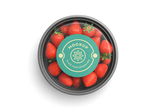 Strawberry Plastic Container Packaging Mockup