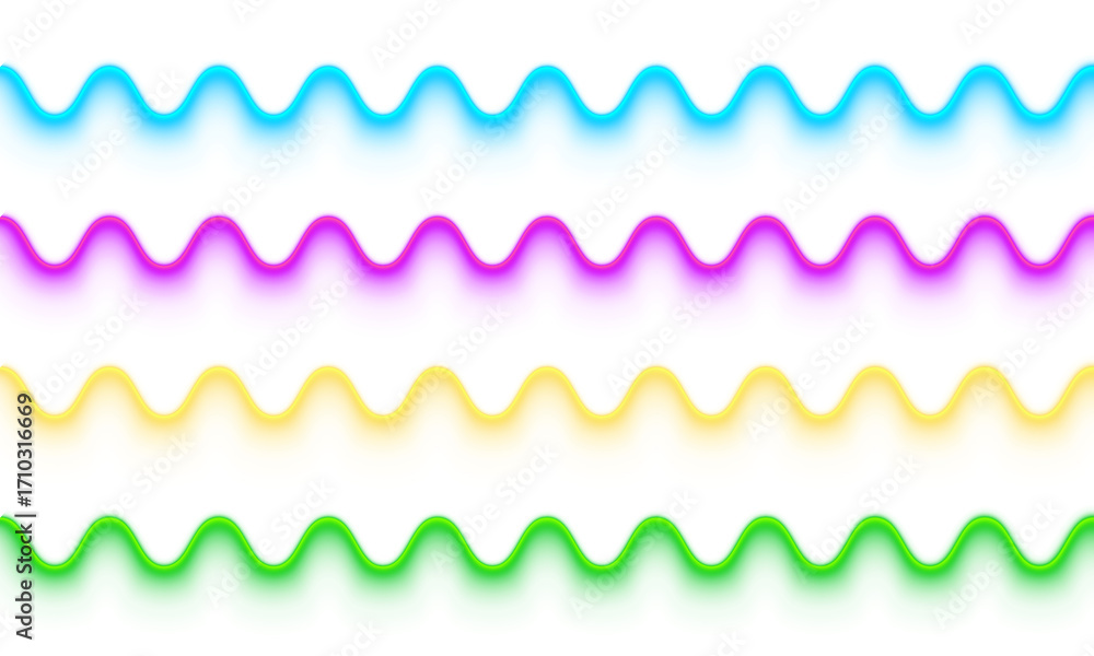 Poster neon glowing transparent seamless gradient wave with blue purple green yellow line decoration for wa