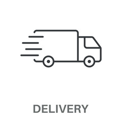 Delivery Outline Color Blue With Orange Concept Simple Style Design Vector