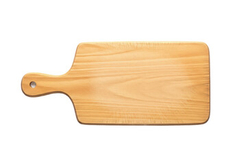 Wooden cutting board on a white background, ideal for kitchen use, showcasing natural wood grain texture