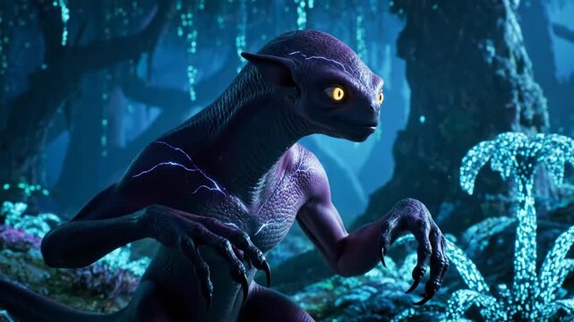Alien creature in mystical forest
