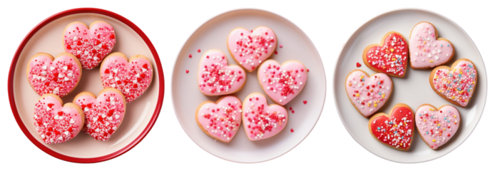 Heart-shaped cookies with sprinkles