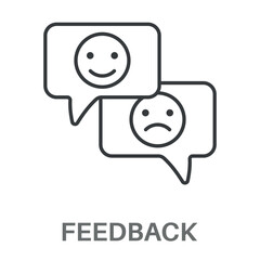 Feedback Outline Color Blue With Orange Concept Simple Style Design Vector