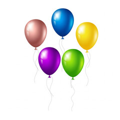 Minimalist flat vector of five glossy party balloons