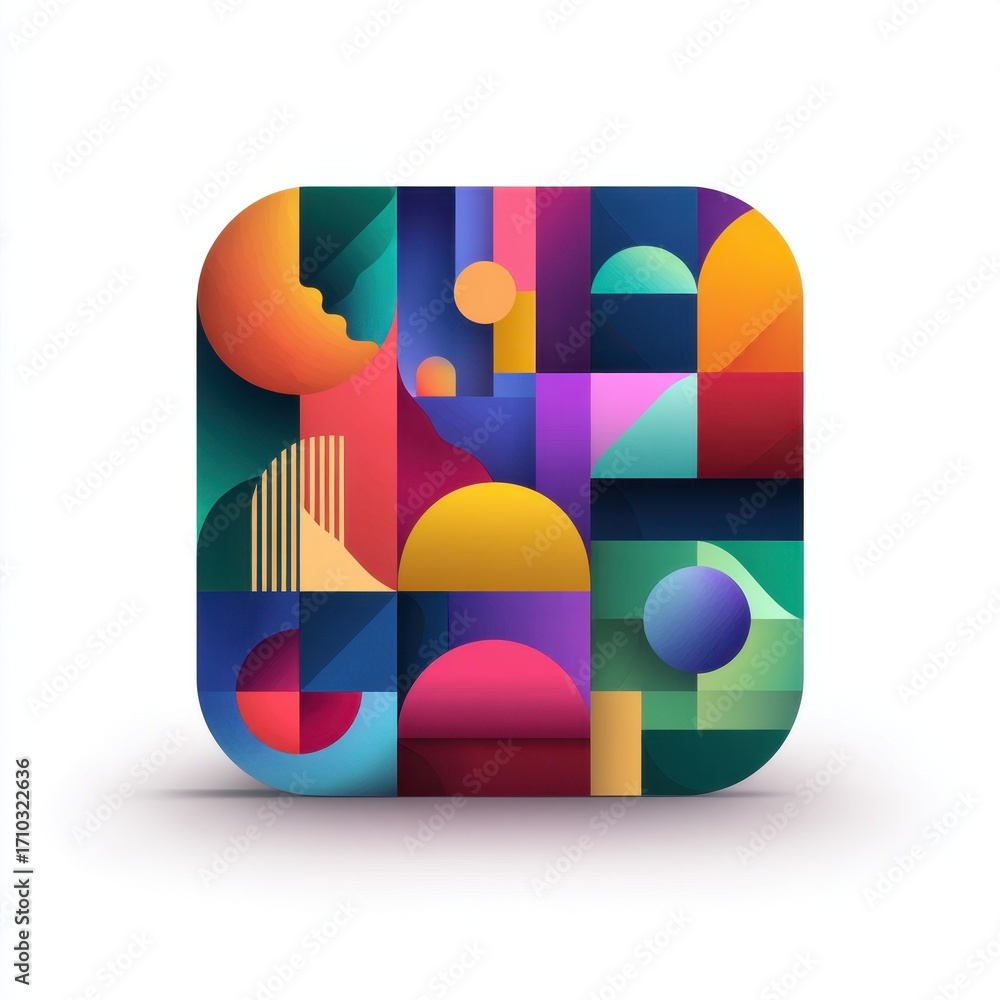 Poster abstract geometric design colorful pattern square shape modern art background illustration