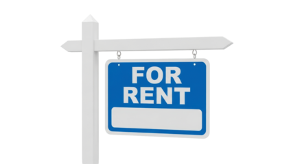 Isolated Real Estate "For Rent" Sign with Space for Info and Direction Arrow Ready for Sale