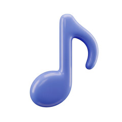 Fototapeta na wymiar Vibrant purple eighth note symbol floating isolated on white displaying musicality