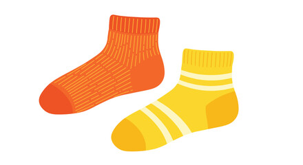 Two pairs of colorful knitted socks for children are depicted with a white background.