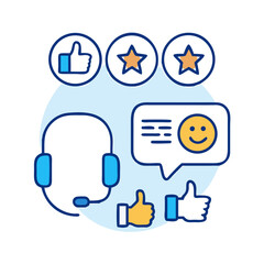 Fototapeta premium Customer Support, Chat, Rating and Review Vector Icon Pack Set – Helpdesk and Feedback Icons