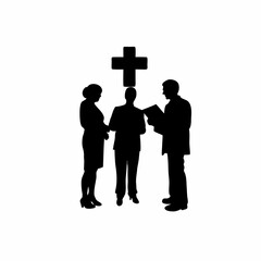 Medical conference silhouette about vaccine awareness isolated on white background