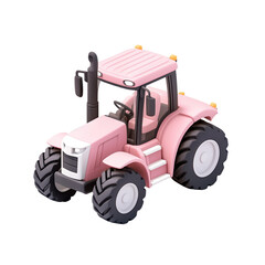 Obraz premium Cute Pink Tractor Cartoon Illustration for Farming or Agriculture