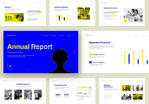 Modern Business Annual Report Presentation with Blue Accent