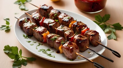 delicious grilled beef and pepper skewers