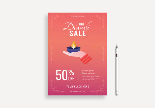 Diwali Sale Flyer Template for Indian Festival Shopping