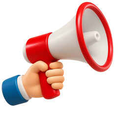  3D Red Megaphone Icon PNG No Background Public Alert Symbol