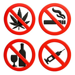  3D No Smoking Icon PNG Transparent Red Circle Tobacco Ban Symbol
