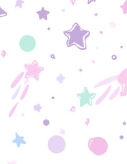 Patrón sin costuras de estilo vectorial con estrellas y elementos pastel