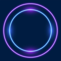 Blue and purple neon circle frame, vector illustration.