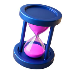  3D Minimal Hourglass Icon with Pink Sand Isolated PNG