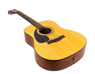 Fototapeta premium Acoustic guitar with six strings isolated on a white background