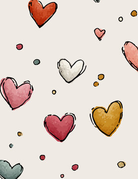 Fondo de corazones pastel dibujados a mano