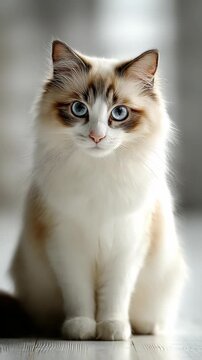 cute fluffy cat sitting looking at camera 