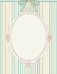 Marco ovalado pastel vintage con fondo rayado