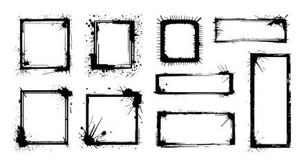Collection of Grunge and Splattered Black Frames and Borders