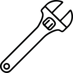 Obraz premium Adjustable wrench tool silhouette with transparent background hardware mechanical