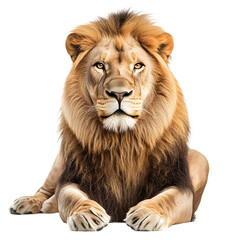 Obraz premium Majestic Lion Isolated on White Background for Wildlife Photography and Design Projects