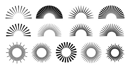 Collection of Sunburst and Radial Line Graphic Elements